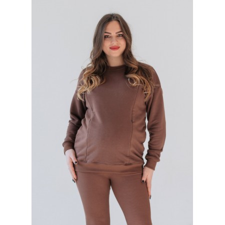 Світшот вільного крою для вагітних з секретом для годування Коричневий